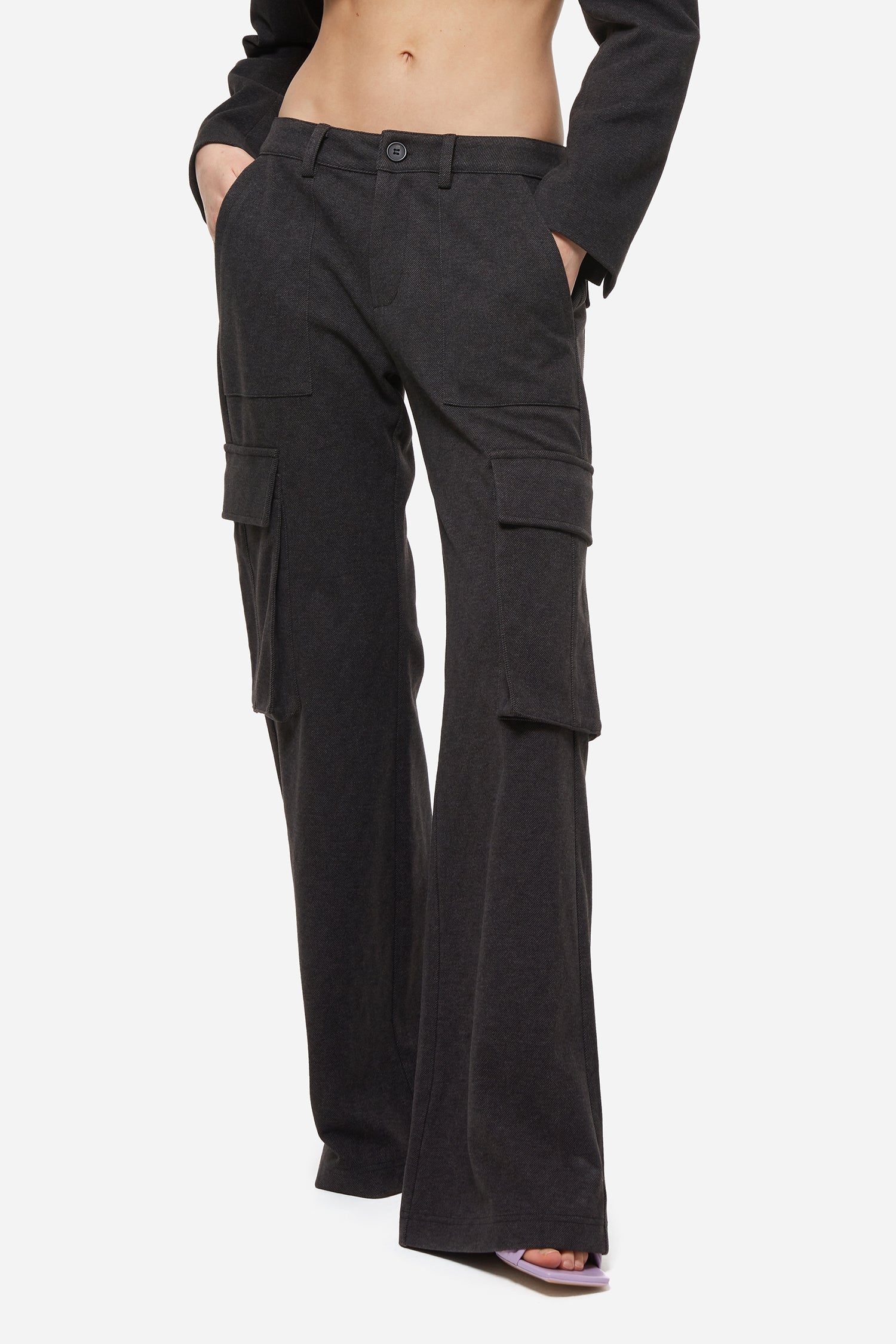 Dark Grey Combat Wide-Leg Trousers