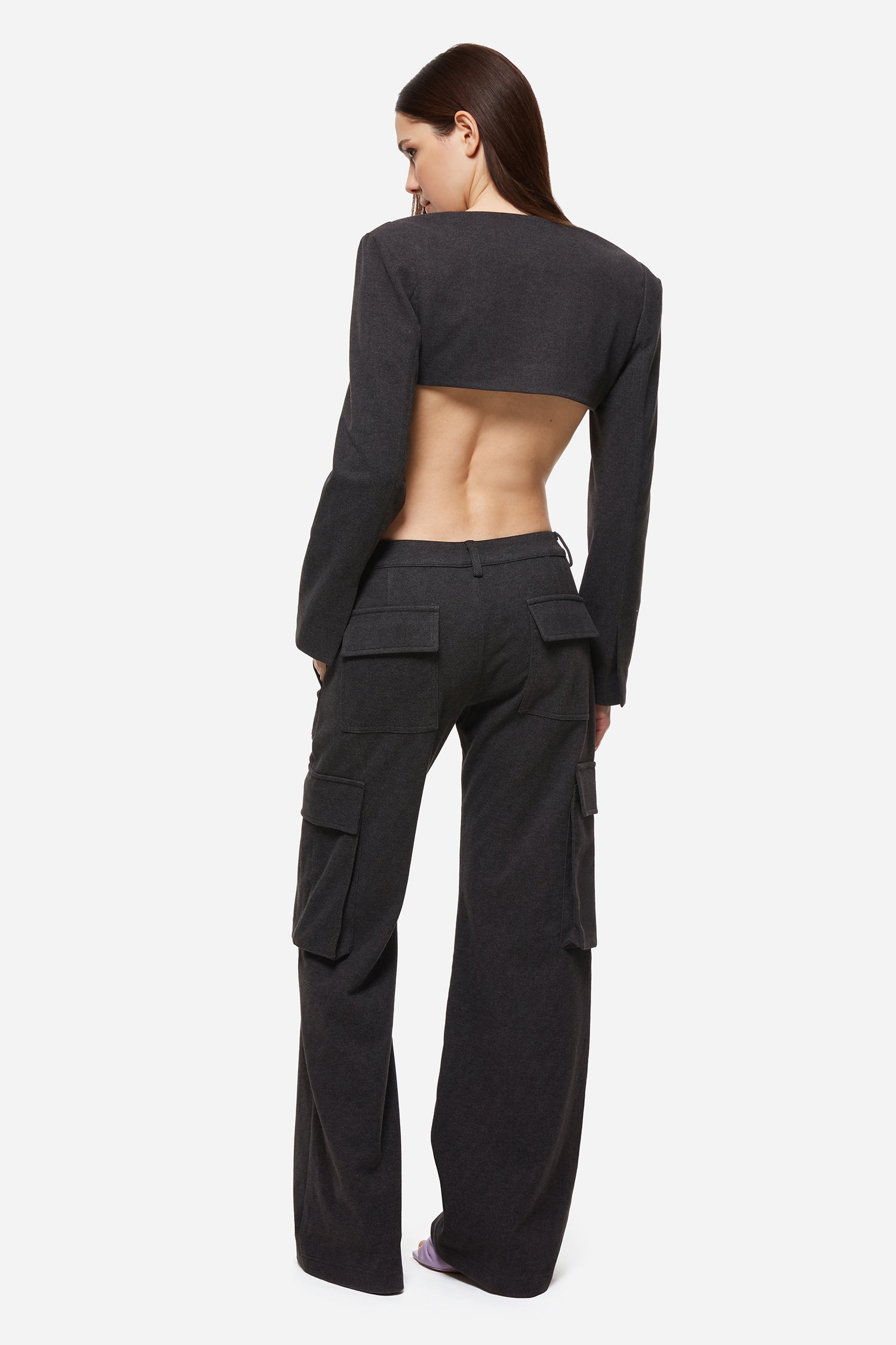 Dark Grey Combat Wide-Leg Trousers