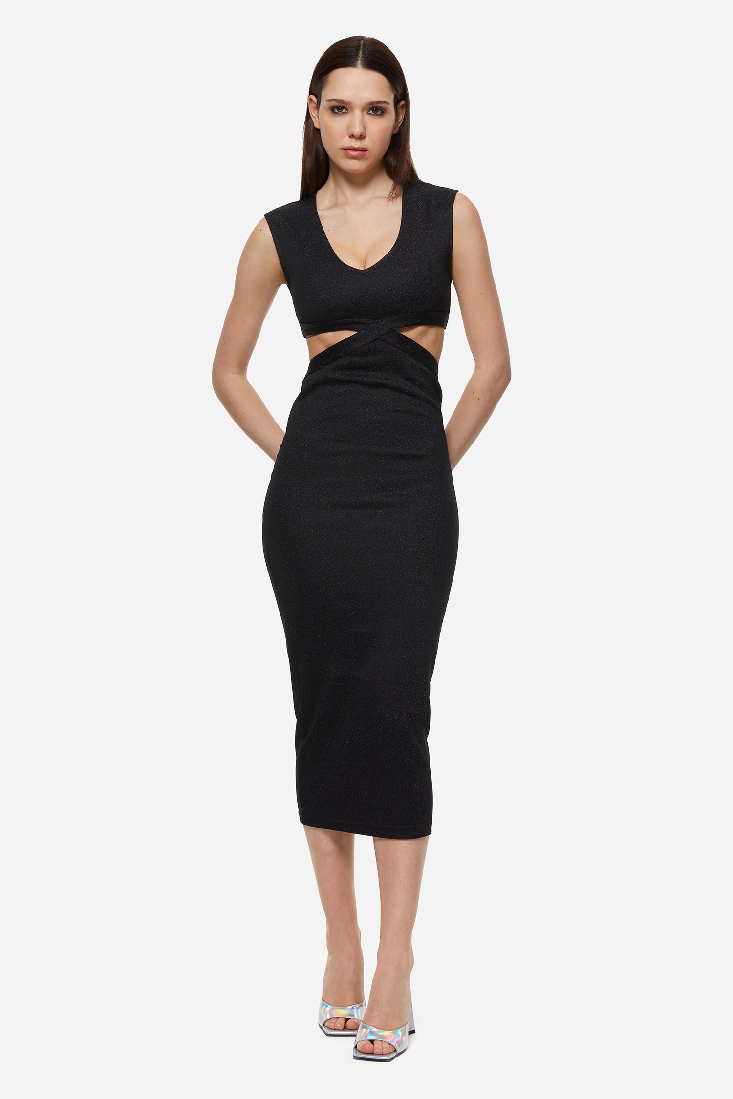 Black Cut-Out Midi Dress