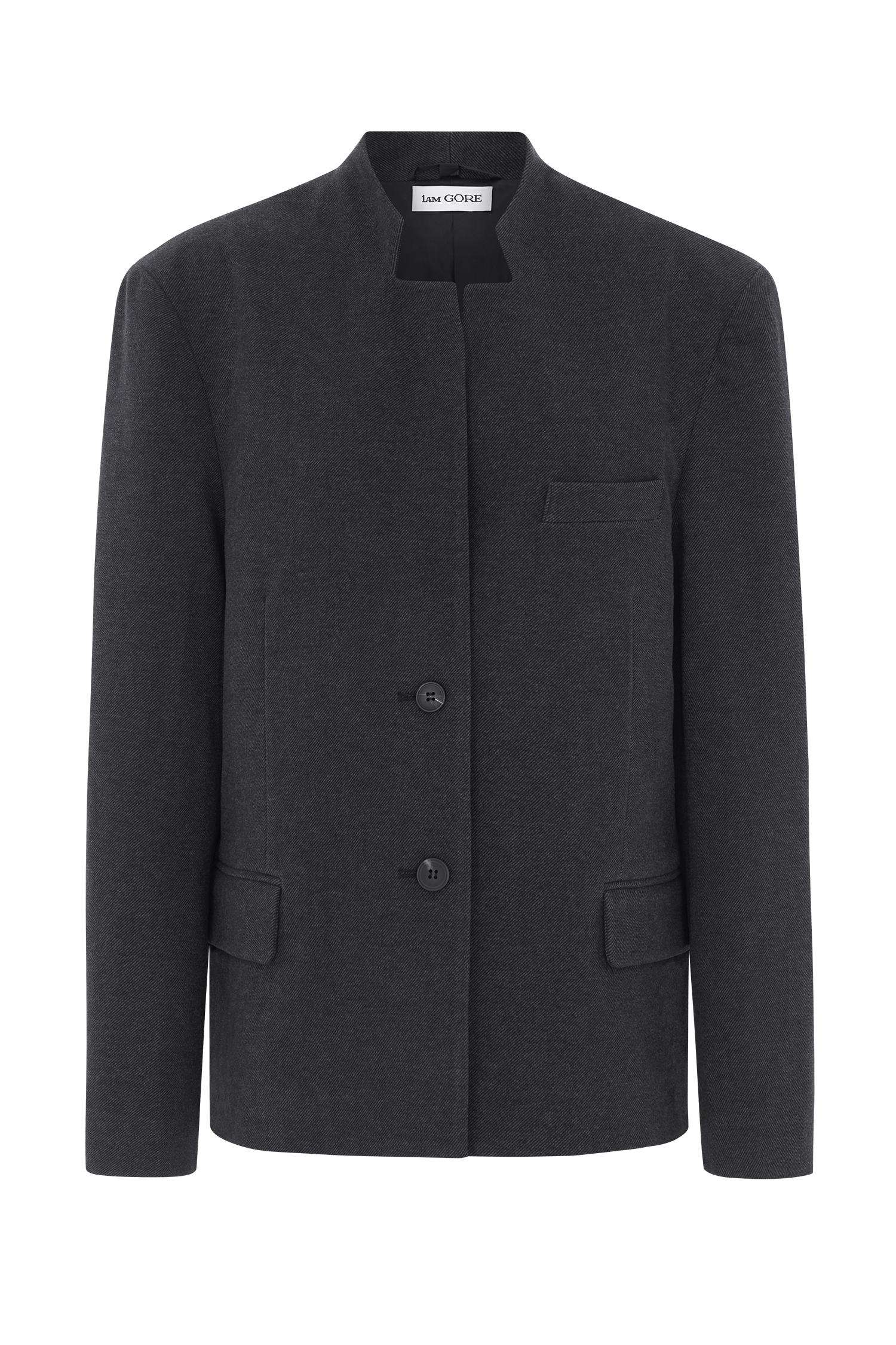 Dark Grey Notched Collar Blazer