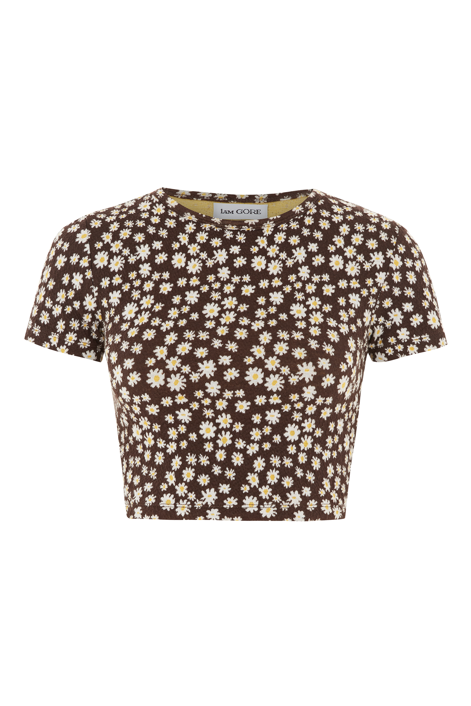 Brown Blossom Print Cropped Top